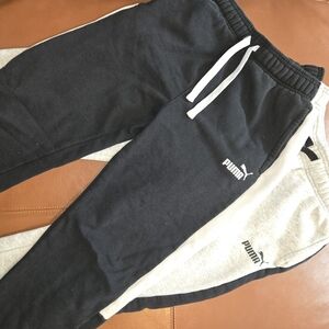 Puma Kids Black and Gray Joggers
